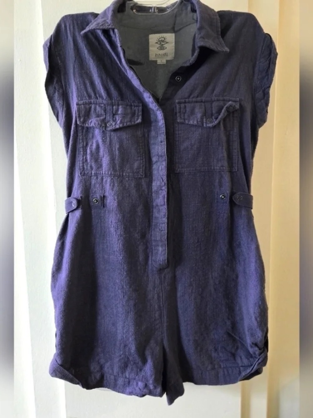 Z Supply Purple Short-Sleeve Utility Romper